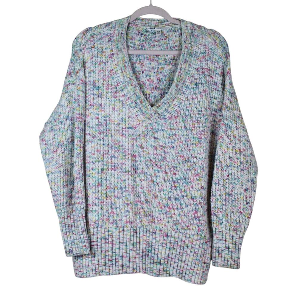 Seven7 Pastel Confetti Marled Pullover Soft Chunky Knit Oversized Sweater M